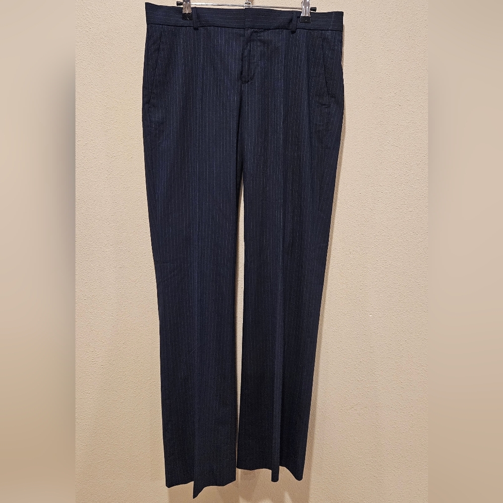 Banana Republic Women's Logan Navy Pinstripe Dress Pants, Size 6L